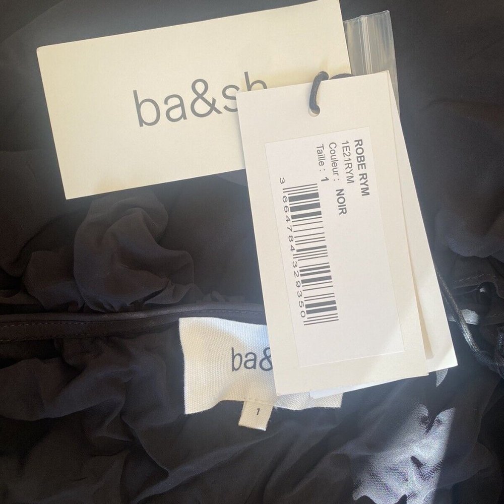 BA&SH Rym Asymmetrical Midi Dress - Black_Small (1) - Picture 6 of 7